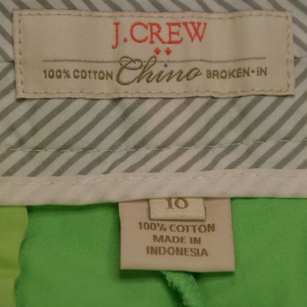 J Crew Womens 10 35x3 Green Broken-In Cotton‎ Chino Shorts - Picture 3 of 6
